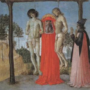 Pietro Perugino st Jerome supporting Two Men on the Gallows
